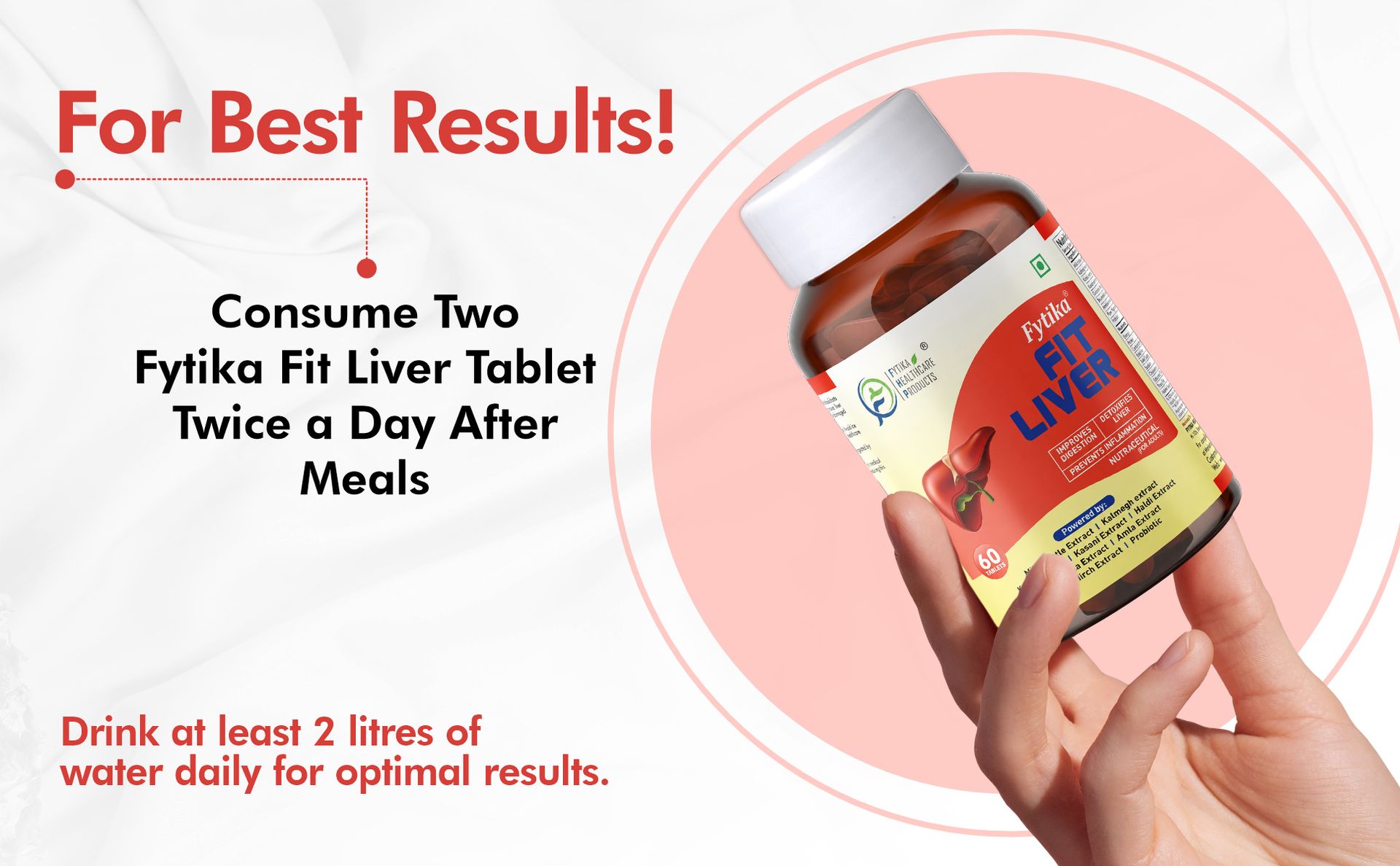 Fytika Fit Liver | Liver Detox Supplement | For Healthy and Strong Liver | Enriched with Milk Thistle, Kutaki, Kalmegh, Bhumi Amla and Probiotics | 180 Tablets