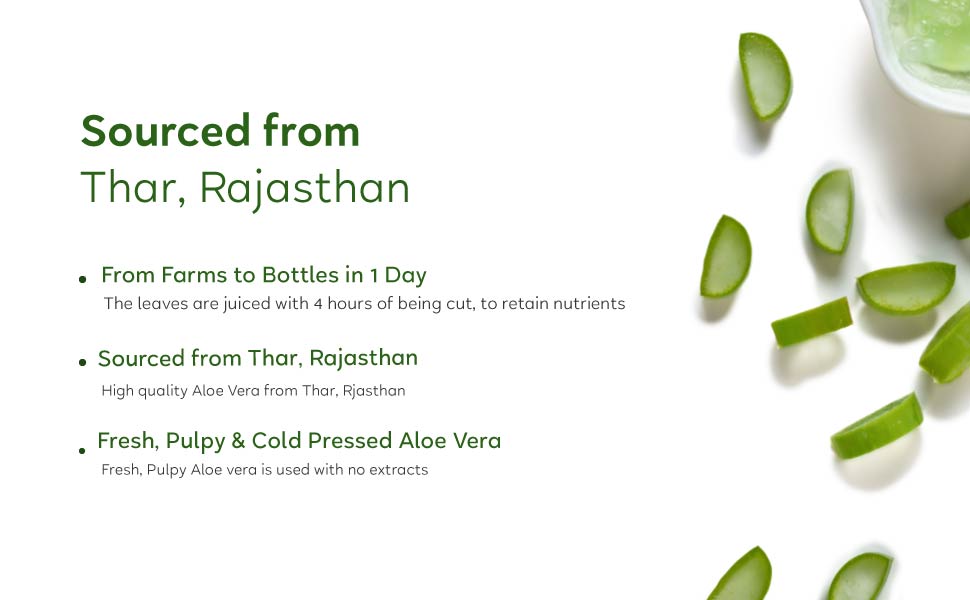 Kapiva Thar Aloe Vera Juice (With Pulp) | Rejuvenates Skin And Hair | Natural Juice Made Within 4 Hours Of Harvesting | No Added Sugar, 1L