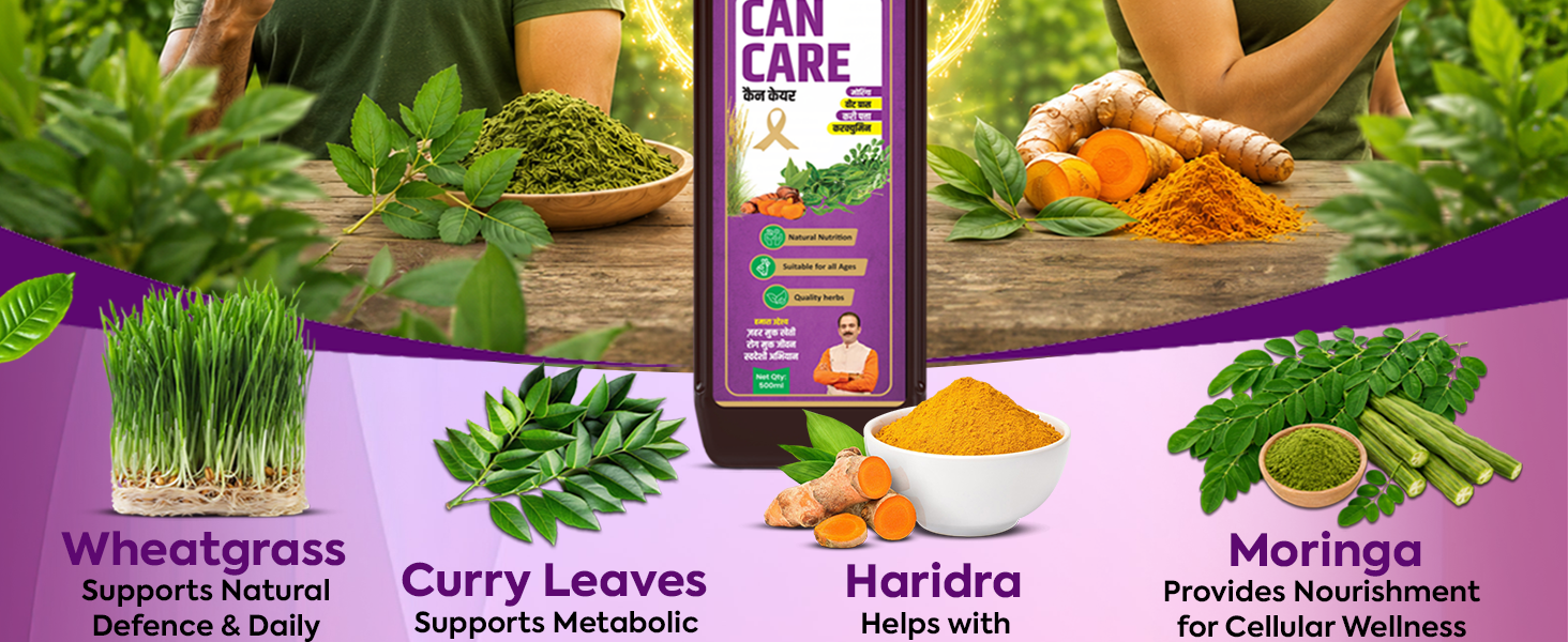 Jeena Sikho Can Care Juice | Ayurvedic Immunity Booster & Natural Detox Tonic | Herbal for Cellular Health & Vitality | Juice with Moringa, Wheatgrass & Curcumin, 500 ml, Pack of 1