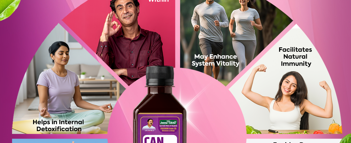 Jeena Sikho Can Care Juice | Ayurvedic Immunity Booster & Natural Detox Tonic | Herbal for Cellular Health & Vitality | Juice with Moringa, Wheatgrass & Curcumin, 500 ml, Pack of 1