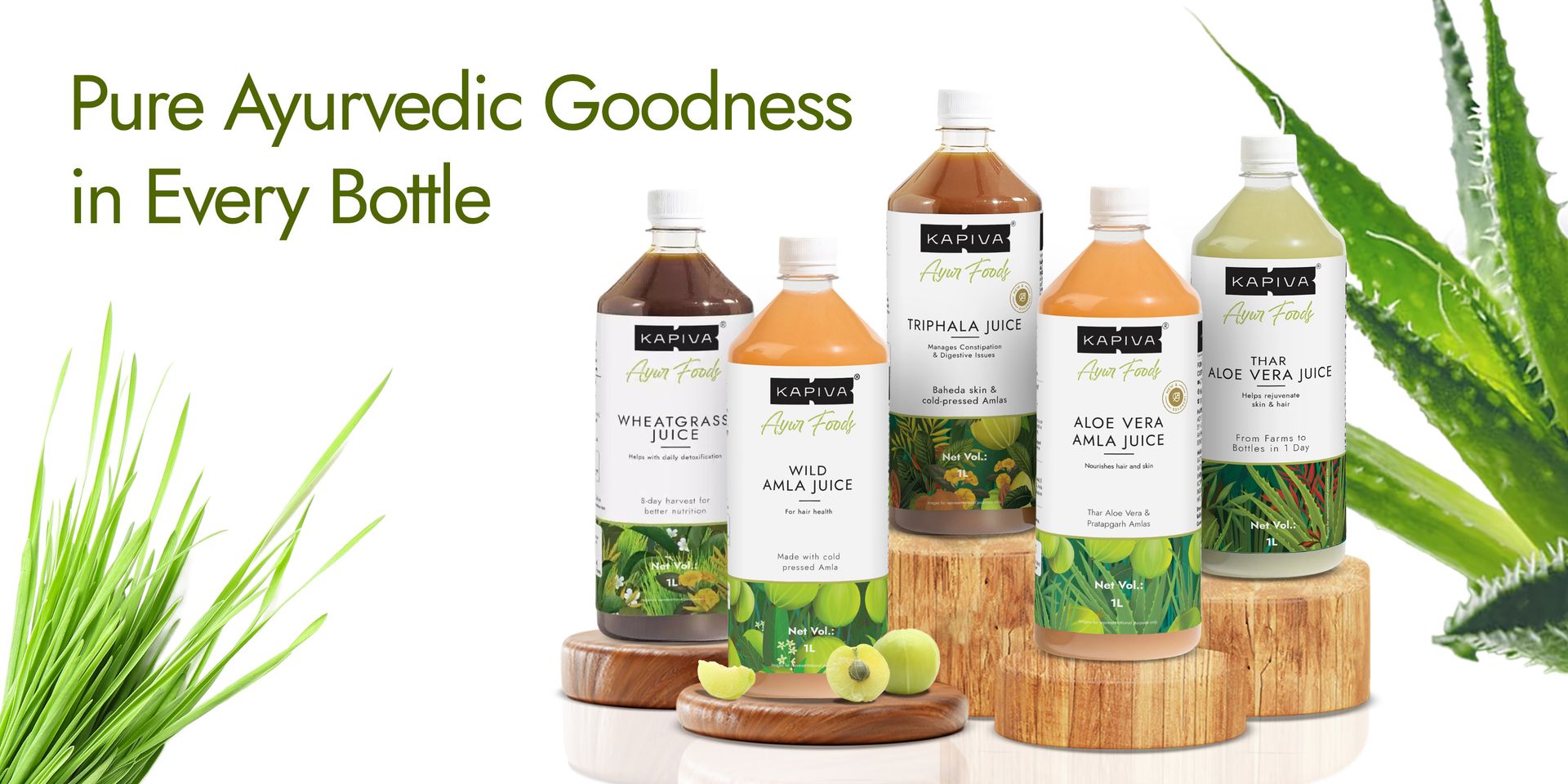 Kapiva Wild Amla 1L + Kapiva Thar Aloe Vera Juice (with Pulp) | Cold-pressed Juice Combo to Help with Glowing Skin, Hair Care, and Detox (1L)