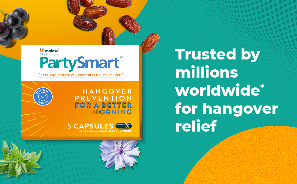 Himalaya PartySmart, 5 capsules |Prevents hangover & helps support liver. Herbal solution, safe, effective & clinically proven