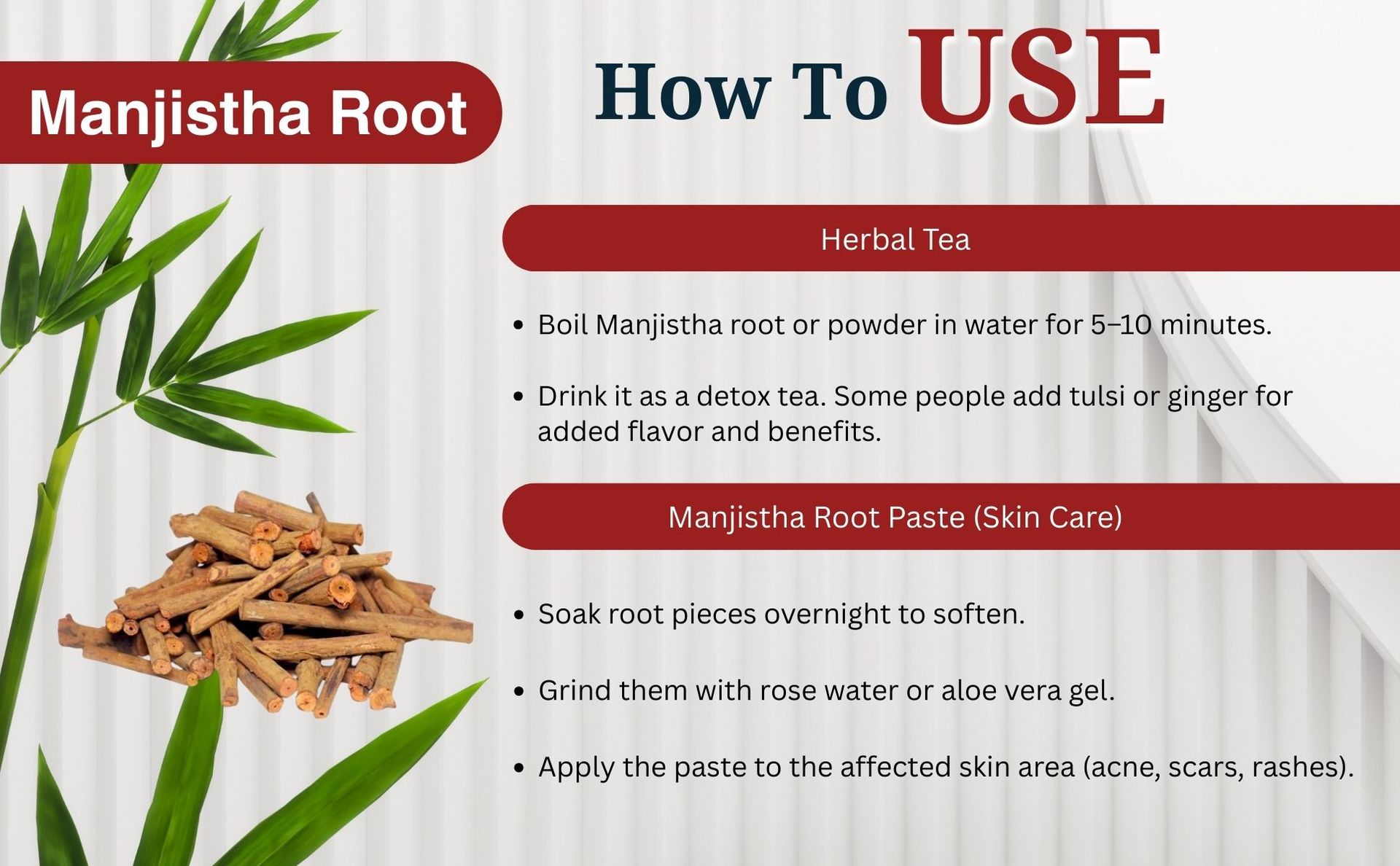 Brijbooti Manjistha Root - 50g | Manjistha Root Sticks | for Eating | Majith, Indian Madder, Manjishtha, Manjishta, Manjishta, Manjista | FSSAI, GMP, ISO Certified