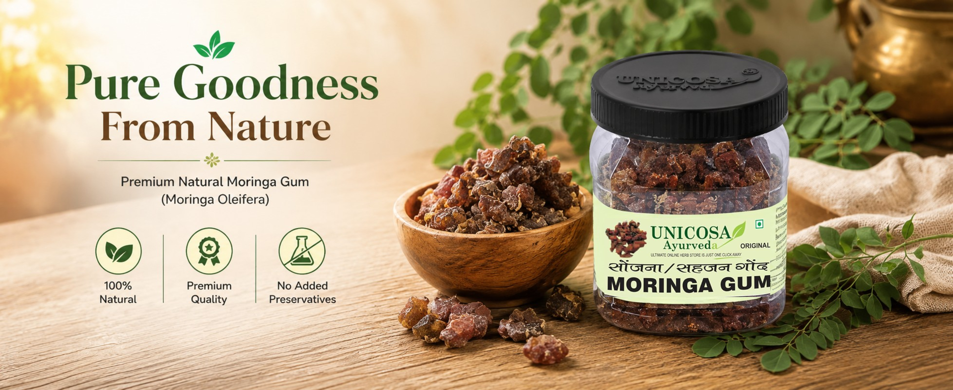 UNICOSA Ayurveda Natural Gond Moringa 100gm Natural Moringa Gum (100g), Moringa Gond | Gond Sonjana | Gondh Sahjan | Moringa Oleifera