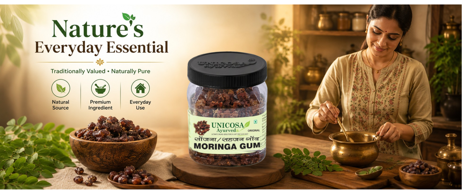 UNICOSA Ayurveda Natural Gond Moringa 100gm Natural Moringa Gum (100g), Moringa Gond | Gond Sonjana | Gondh Sahjan | Moringa Oleifera