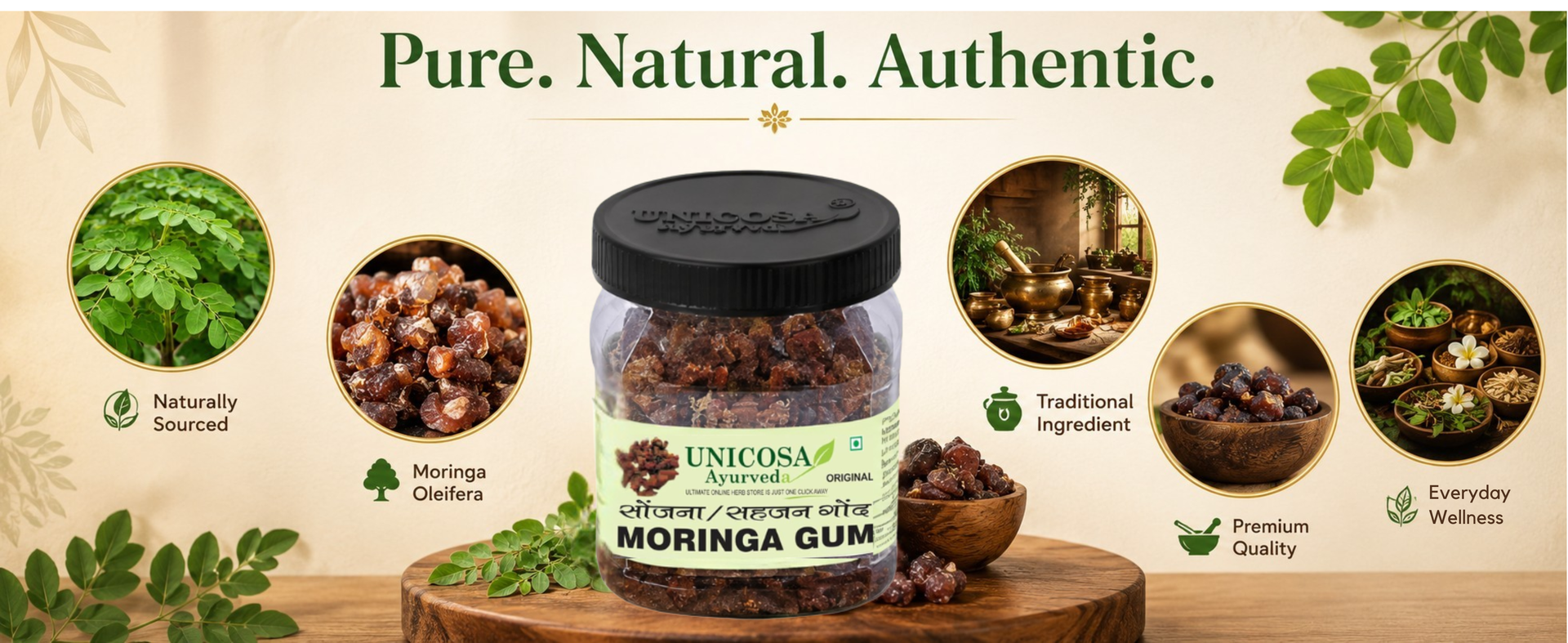 UNICOSA Ayurveda Natural Gond Moringa 100gm Natural Moringa Gum (100g), Moringa Gond | Gond Sonjana | Gondh Sahjan | Moringa Oleifera