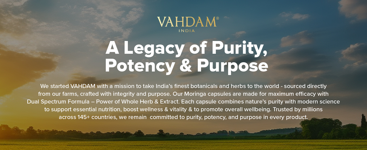 VAHDAM Moringa Capsules | Energy, Immunity & Daily Nutrition | Dual-Spectrum: Whole Herb + 50% Saponin Extract | 60 Veg Capsules | Superfood Supplement
