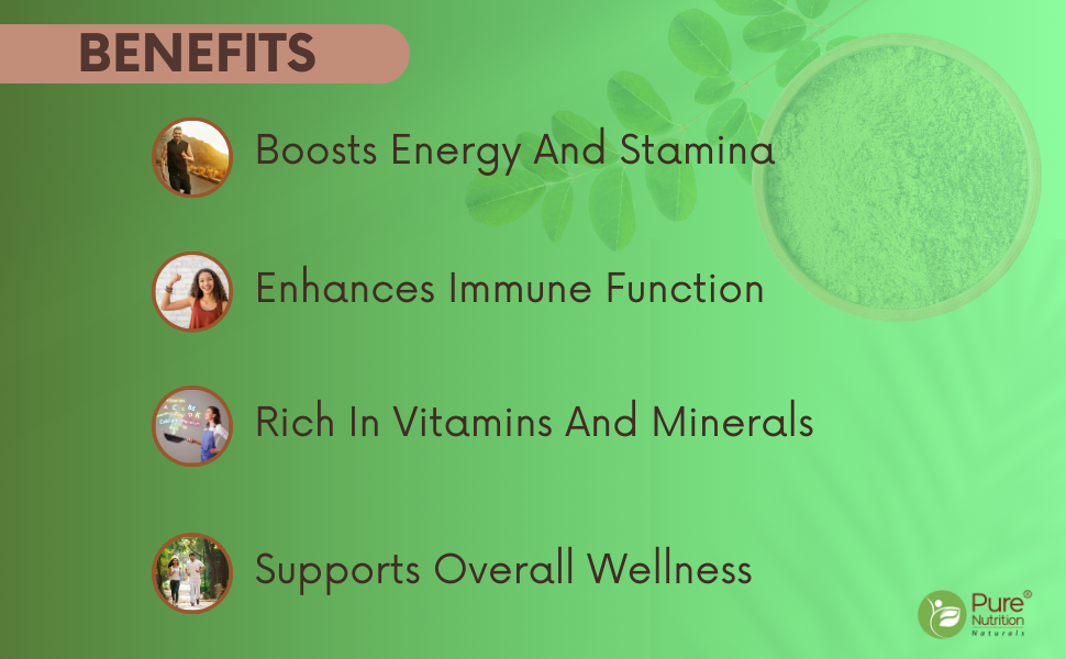 Pure Nutrition Organic Moringa Tablets with 1200mg Leaves Extract | Moringa Tablets for Healthy Digestion, Immunity, Energy Levels & Detox – 120 Veg Tablets