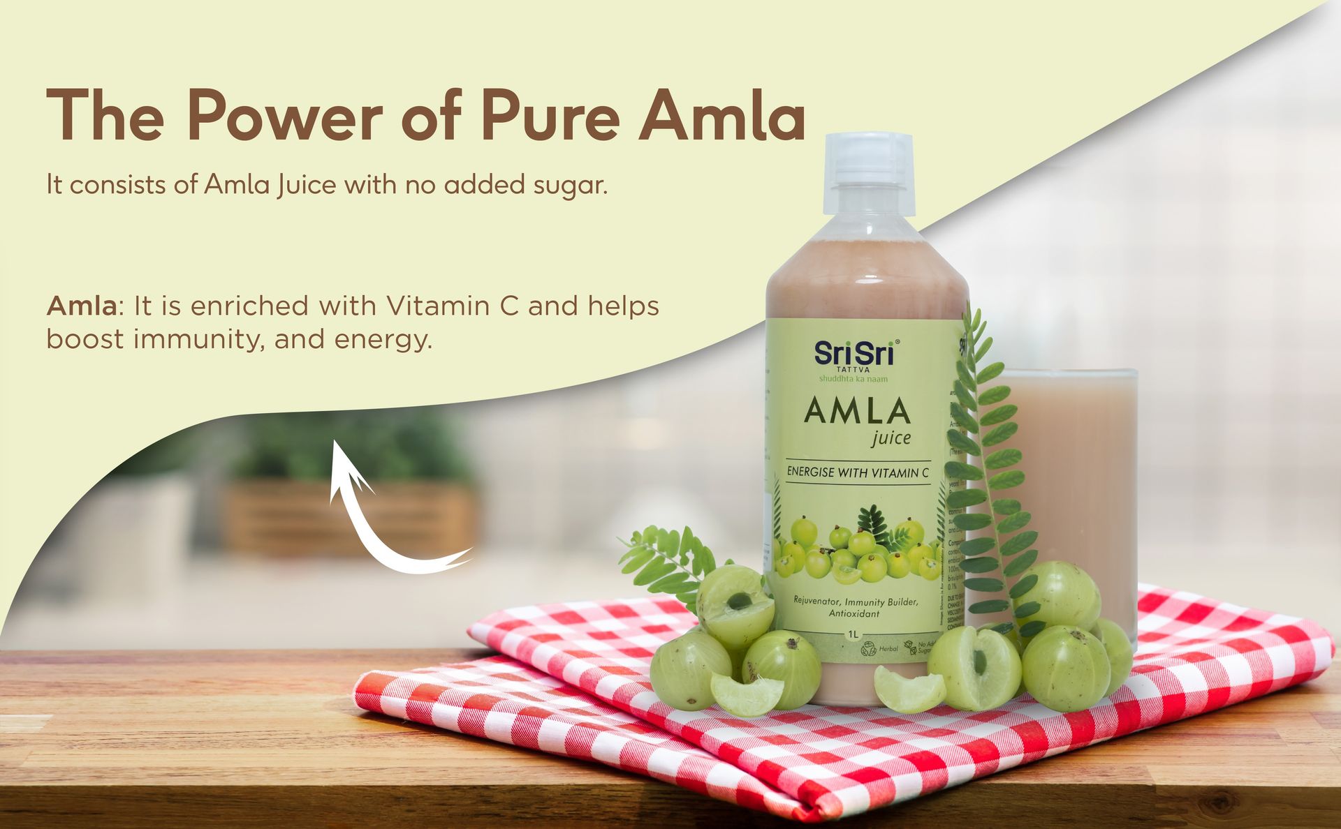 Sri Sri Tattva Shuddhta Ka Naam | Amla Juice | Herbal & Pure | Rich in Vitamin C | Naturally boosts Immunity | 1 L (Pack of 1)