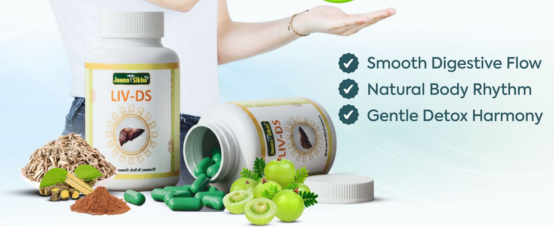 Jeena Sikho LIV-DS | Ayurvedic Supplement For Liver Care | Naturally Blended With Bhumiamla, Kasani, And Himsra | Herbal Remedy For Good Health, 60 Capsules