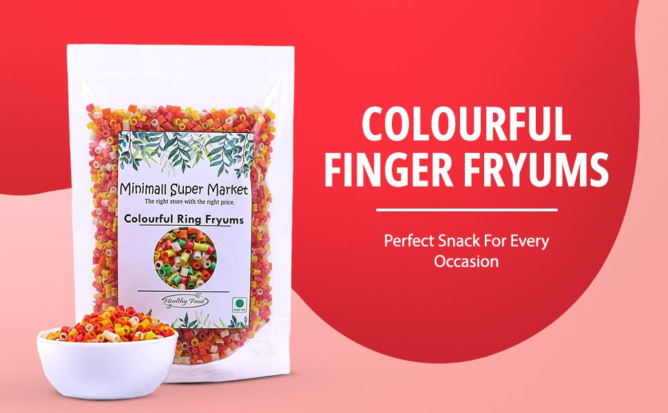 MiniMall Super Market Ready to Fry Papad Snacks/Small Colourful Fingers Fryums - 400 gms