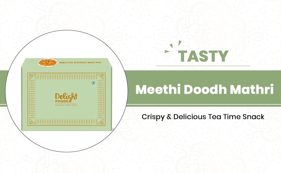 Delight Foods Doodh Milk Maththi 300g – Premium Milk Mathri Snacks | Crispy Ready-to-Eat Evening Tea Time Snack | Traditional Indian Sweet Mathi | Wholesome, Crisp & Hygienically Packed