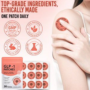 GLP-1 Wellness Patches with Berberine & Cinnamon Extract | Daily Skin Patch for Appetite & Metabolism Balance | 30 Patches