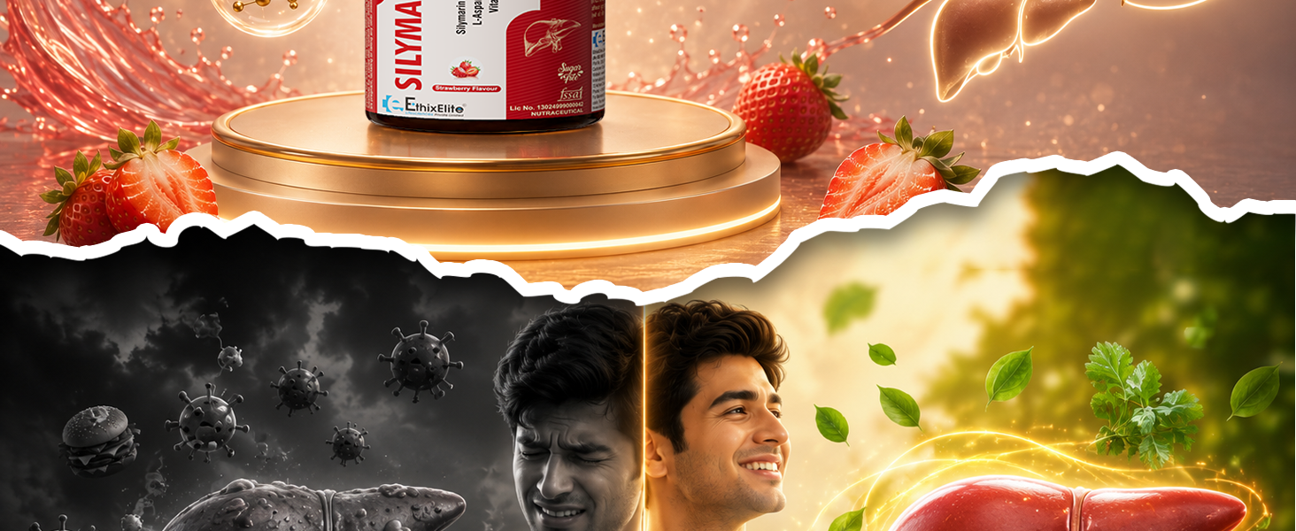 Silymarix-140 Liver Support Syrup | Liver, Stomach & Digestion Wellness Support | Natural Detox & Body Cleanse Supplement | Antioxidant Rich Sugar Free Strawberry Flavour, 200ml