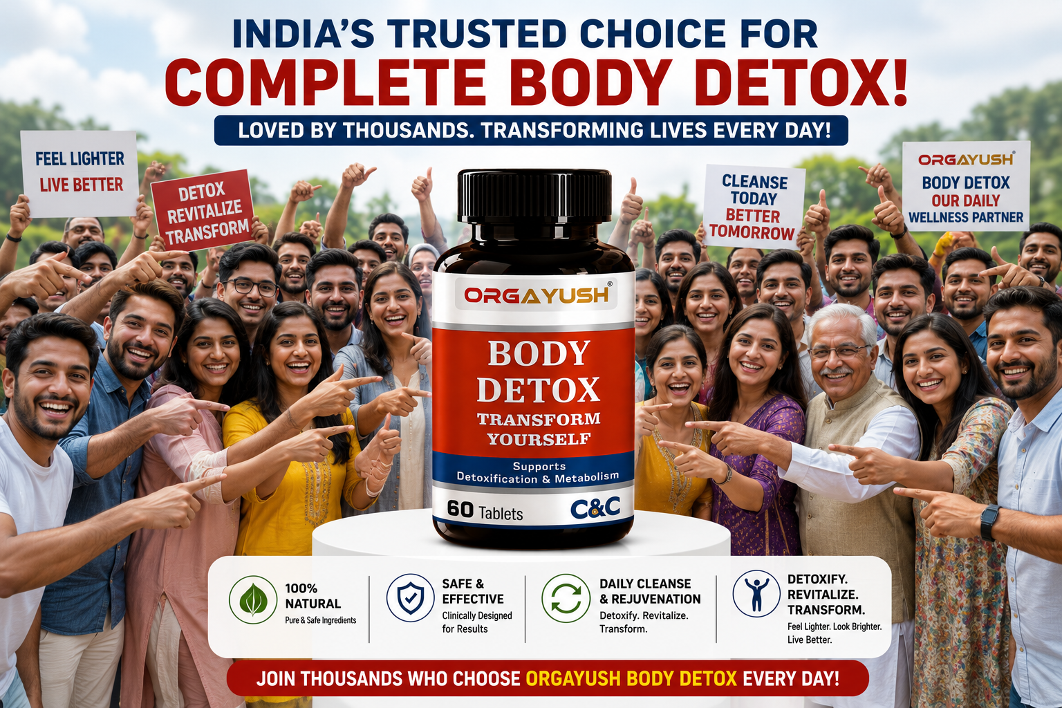 Body Detox Tablets for Daily Wellness – Herbal Supplement for Digestive Support, Liver Function, Immunity & Metabolism Support with Antioxidants (Pack of 2)