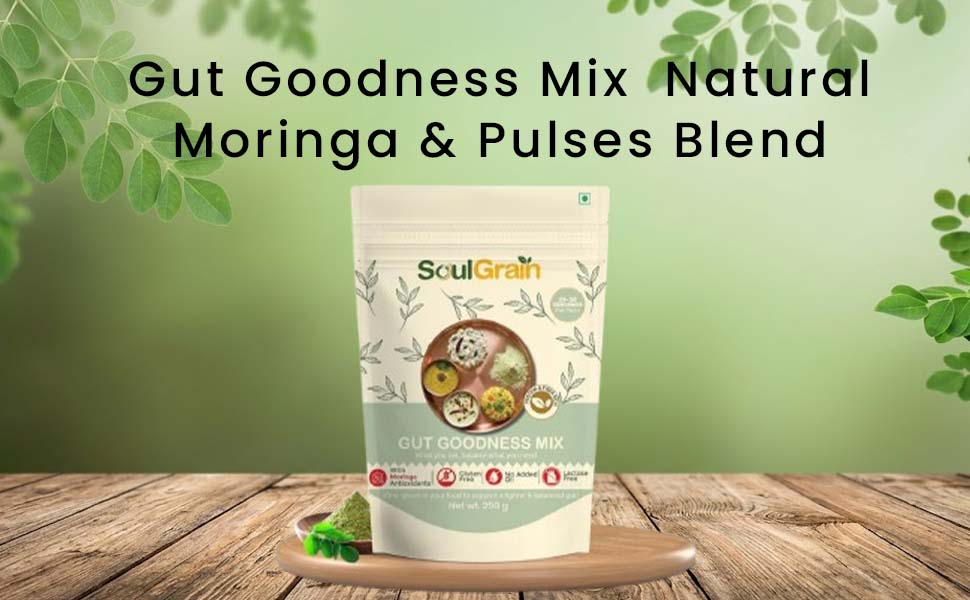 Gut Goodness Mix | Natural Moringa & Pulses Blend | Protein & Fiber Rich Gut Health Powder | Digestive Support & Bloating Relief | Herbal Gut Cleanse Mix | Digestive Wellness | Lactose Free | Gluten Free | Vegan Friendly | Pack 1 - 250g