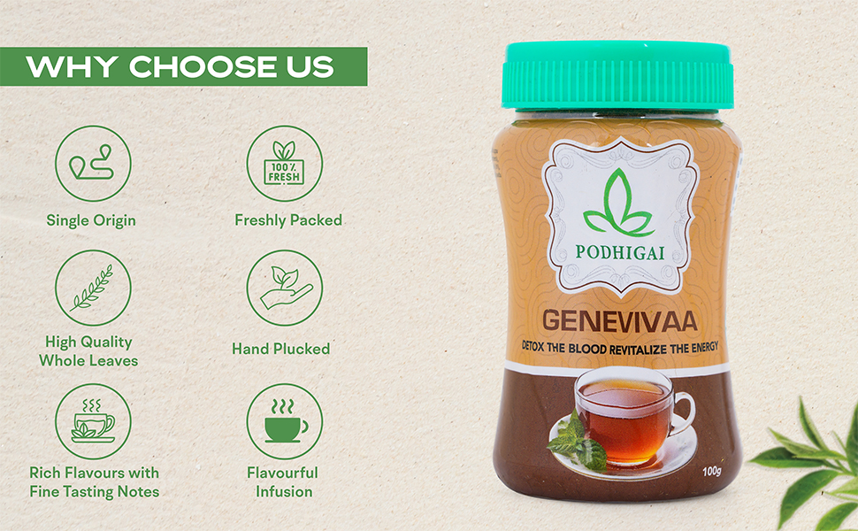 Podhigai Genevivaa Herbal Wellness Blend | Detoxify Blood, Boost Energy| Combat Anemia| Tiredness, Dizziness| Manage Diabetes| Promote Clear Skin| Rich in Antioxidants & Vitamins| Organic