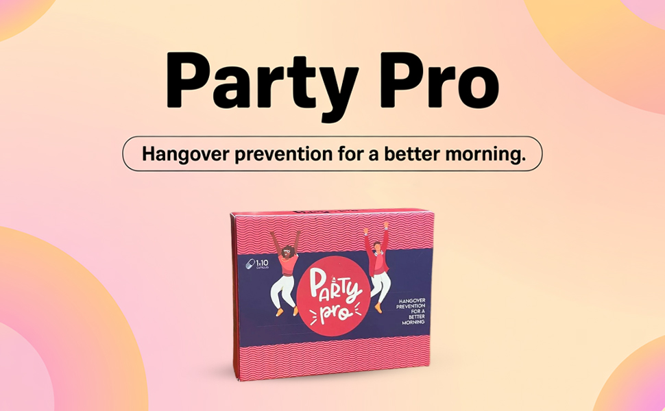 Party Pro Ayurvedic Anti Hangover Capsule | Prevents Hangover & Helps Support Liver | Herbal Solution | Safe and Effective | Clinically Proven | Ten Capsules for Men and Women