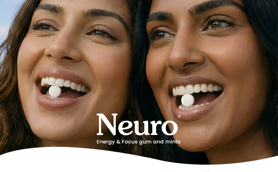 Neuro Energy & Focus Gum - Iced Coffee | Quick Energy Boost & Enhanced Focus | Natural Caffeine + 60 mg L-Theanine + Vitamin B6 & B12 | No Added Sugar | Aspartame Free | 45 Gums