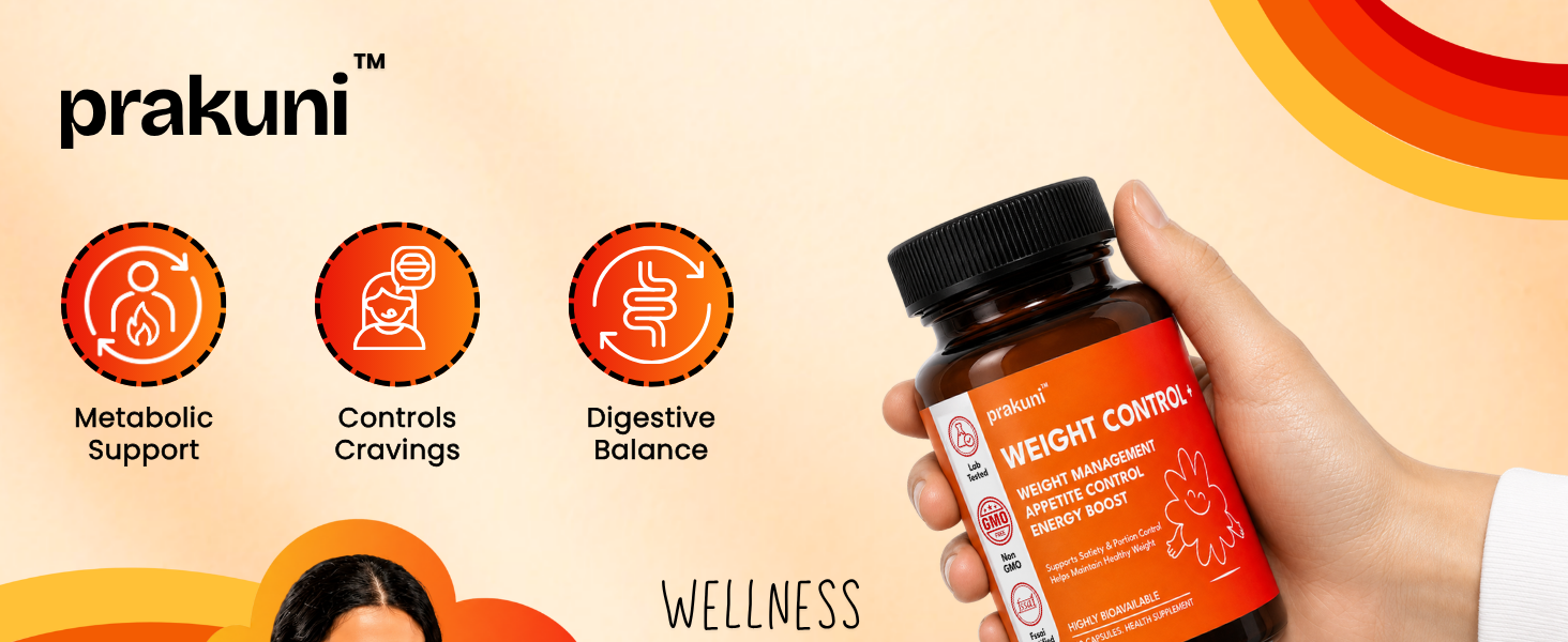 Weight Control+ Capsules for Weight Management, Appetite & Portion Control, Healthy Metabolism & Energy Support with Berberine, Saffron, Hibiscus & Herbal Extracts, 30 Capsules