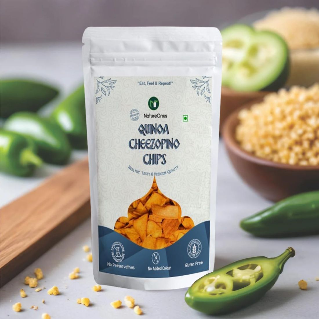 NatureOnus High Protein Chips Combo Pack of 7 (301g) | 7 Snacks Pack x 43g | Ragi, Beetroot, Multigrain, Jowar, Quinoa, Soya & Rajma Chips | Gluten-Free, No Maida, No Preservatives, No Palm Oil, High Protein Chips (43g x 7 Packs)