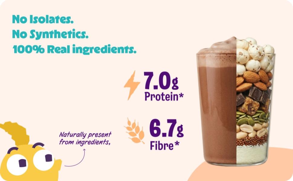 Millimo SuperFood Milk Mix Double Chocolate | 7g Protein & 6.7g Fibre per Serving | Makhana, Almonds, Pumpkin Seeds, Peanuts & Ragi | No Refined Sugar | Kids Health Drink 4+ Years | 500g