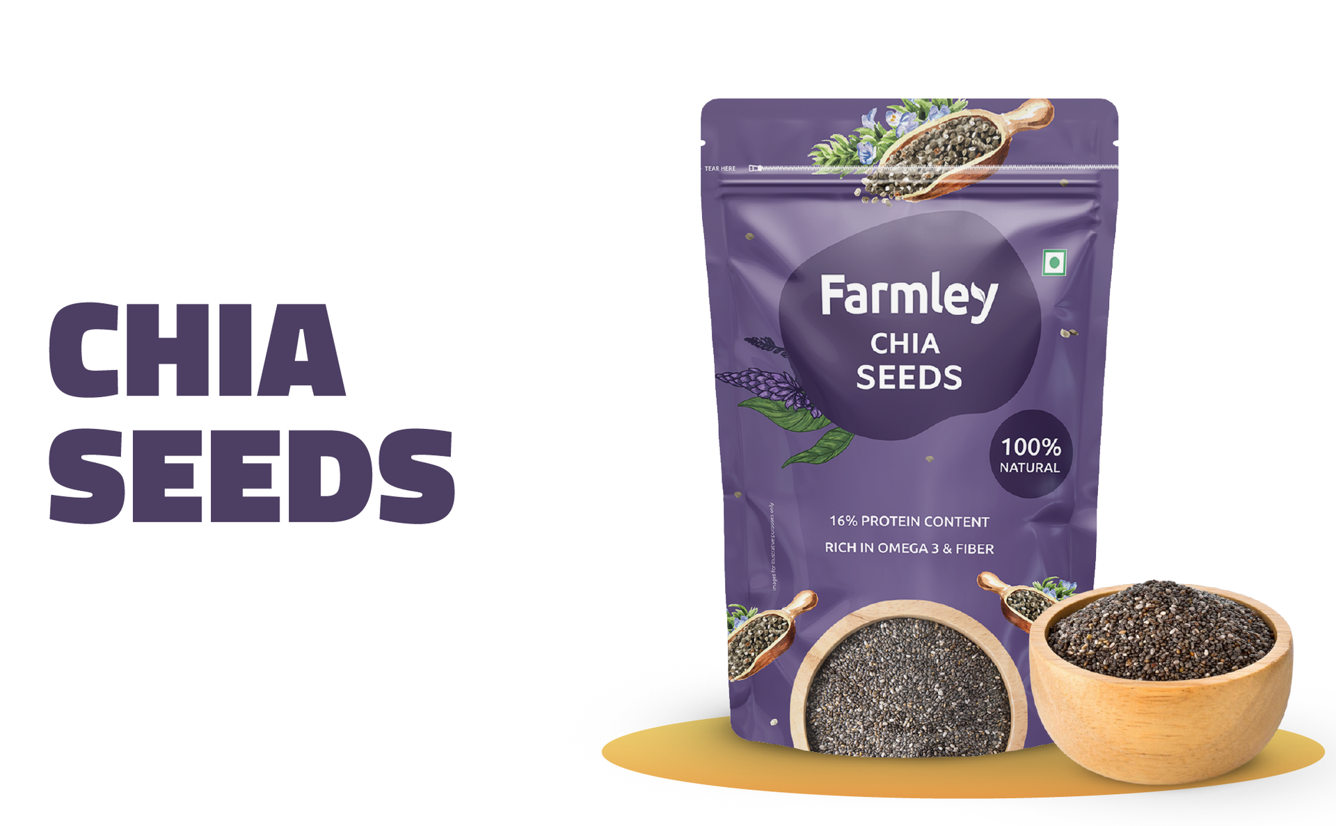 Farmley Chia Seeds 200g I Seeds for Eating | Seeds for Weight Management | Rich in Calcium, Protein & Fibre (Pack of 5)