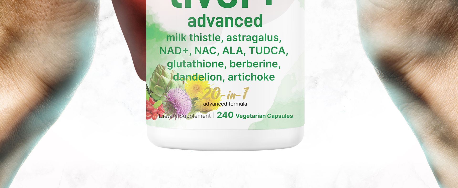 Liver Advanced+, 240 Veggie Capsules | 20-in-1 Complex with Milk Thistle, Dandelion, NAD, NAC, ALA, TUDCA, Glutathione, Artichoke, Turmeric, & Astragalus | Non-GMO, Gluten Free