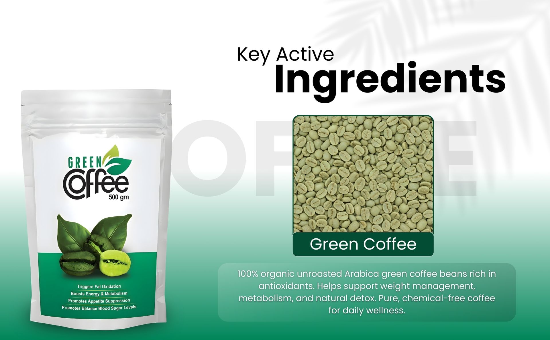 Vokin Biotech Organic Green Coffee Beans Unroasted Arabica Coffee Supports Weight Loss Management (500 Gram)-pack of1