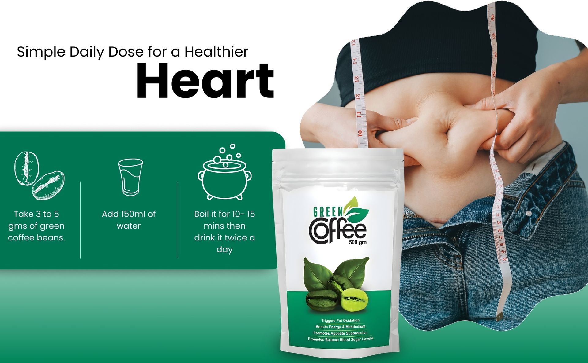 Vokin Biotech Organic Green Coffee Beans Unroasted Arabica Coffee Supports Weight Loss Management (500 Gram)-pack of1