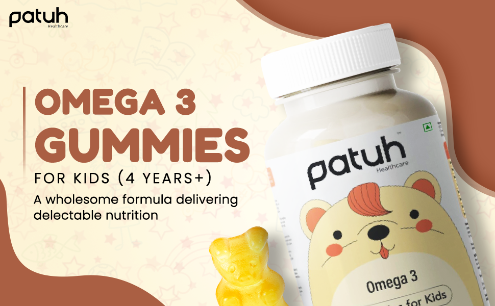 Junior Omega 3 Kids Gummies (4+ Years), Supports Brain Development, Memory, Focus & Immunity, DHA Omega 3 Supplement for Kids, 100% Veg (Natural Mango Flavour, 30 Gummies)