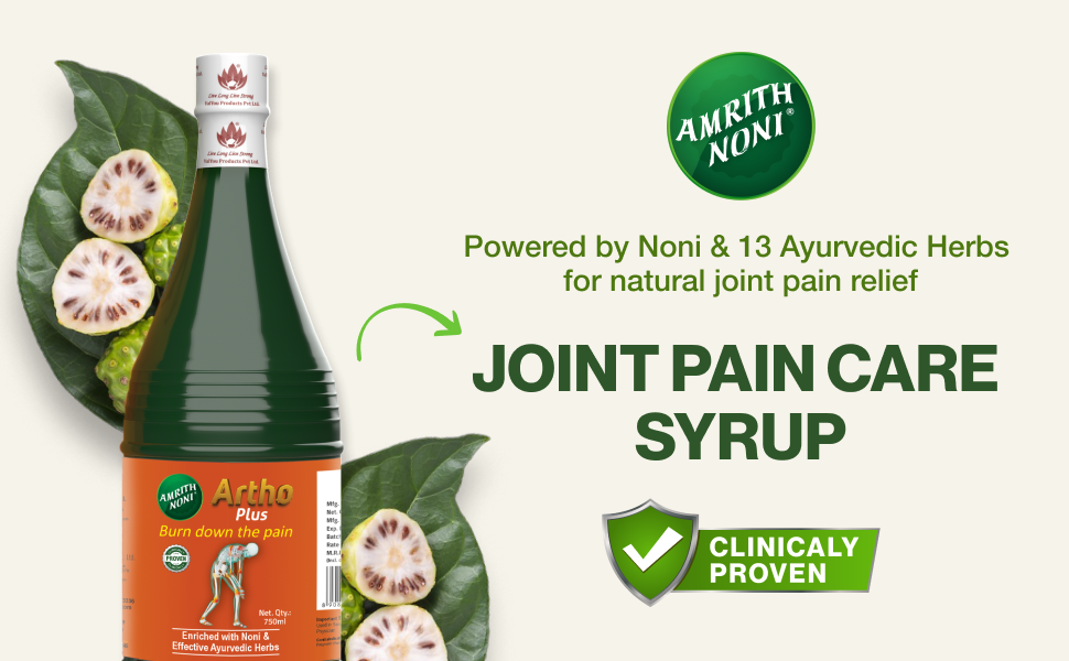 Amrith Noni Artho Plus Juice 750ml | Ayurvedic Joint Pain Relief | 13-Herb Anti-Inflammatory Formula | For Knee Pain, Arthritis, Back Pain & Stiffness | No Added Sugar