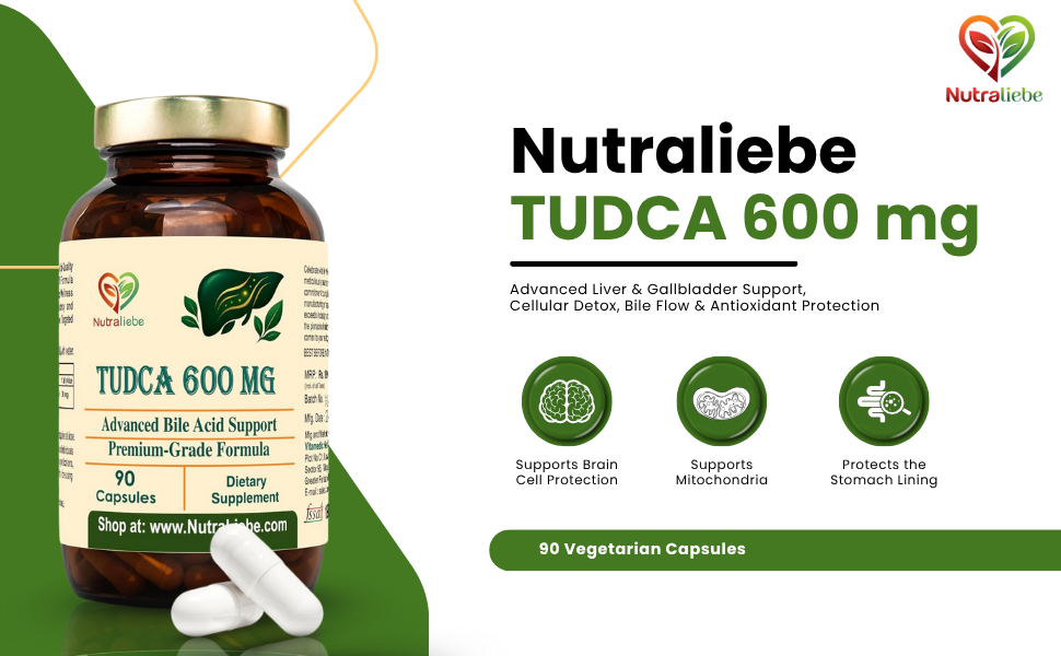TUDCA 600 mg – Tauroursodeoxycholic Acid | Advanced Liver & Gallbladder Support | Cellular Detox, Bile Flow & Antioxidant Protection | 90 Vegetarian Capsules | Non-GMO, Gluten-Free, GMP-Certified