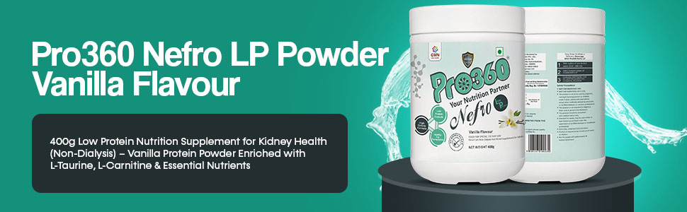 Pro360 Nefro LP Powder Vanilla Flavour – 750g Low Protein Nutrition Supplement for Kidney Health (Non-Dialysis) – Vanilla Protein Powder Enriched with L-Taurine, L-Carnitine & Essential Nutrients