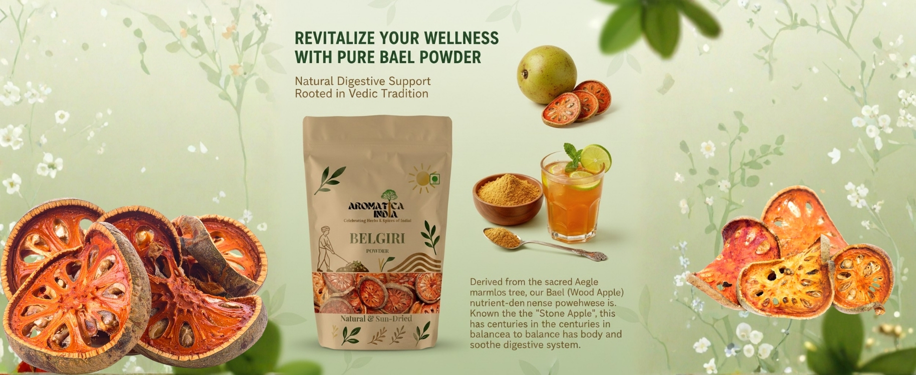 Aromatica India Organic Belgiri Bael Fruit Dry Raw Churna 1kg