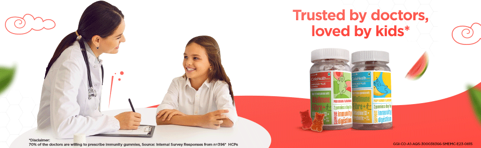 Dr. Reddy's CeleHealth Kidz Immuno Plus Multivitamin Gummies with Wellmune, Vitamin C & Zinc for Kids (4 - 12 Years) | Supports Immunity and Digestion | Pulpy Mango Flavour | 30 Gummies - Pack of 2 | 100% Vegetarian