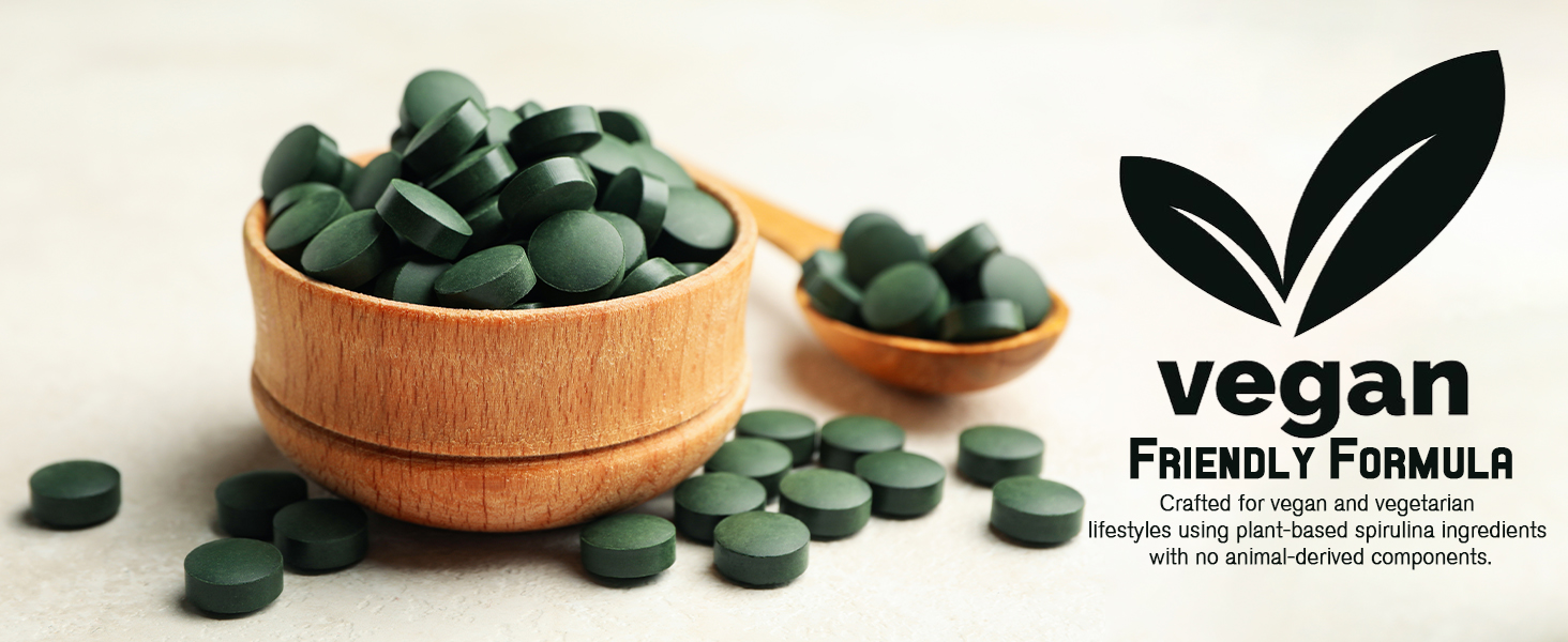 Grenera Organic Spirulina Tablets 120 Count | 1000 mg Per Serving | Uncoated Spirulina Supplement | Vegan & Plant-Based | Green Algae Tablets