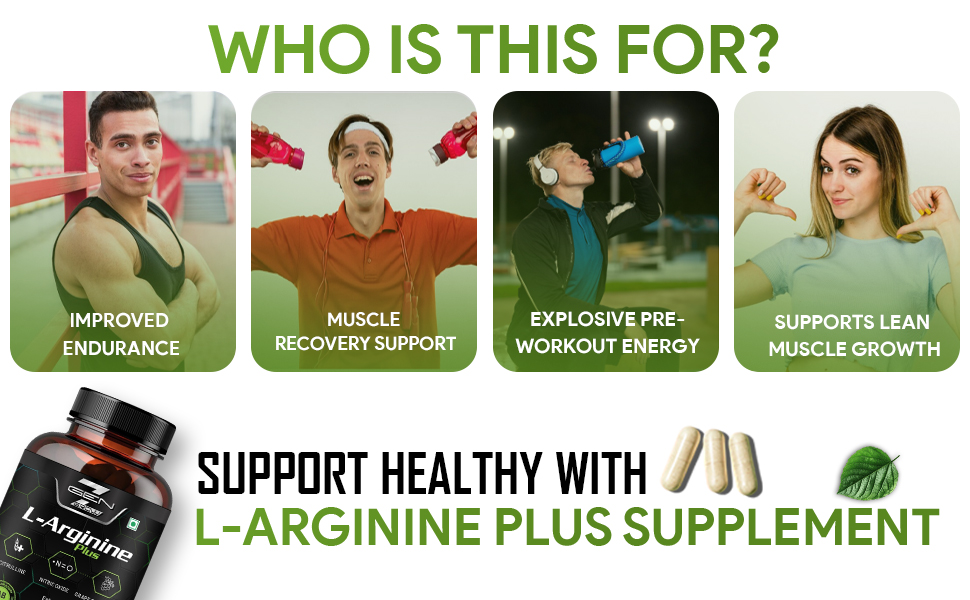L Arginine Plus Supplement 1600 MG L Arginine, Korean Red Panax Ginseng extract for Pre-Work Out for Vascularity, Endurance, Heavy Training, Nitric Oxide Booster 60 Capsules