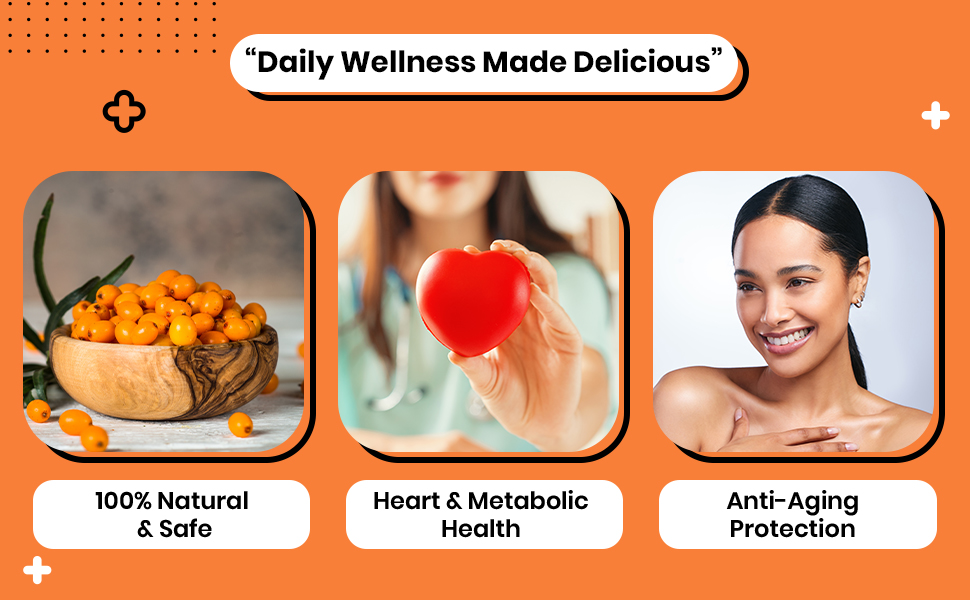 Seabuckthorn Gummies for Immunity & Glowing Skin | Rich in Vitamin C, Omega 3,6,7,9 & Antioxidants | Boosts Immunity, Brightens Skin | Pack of 60 Gummies