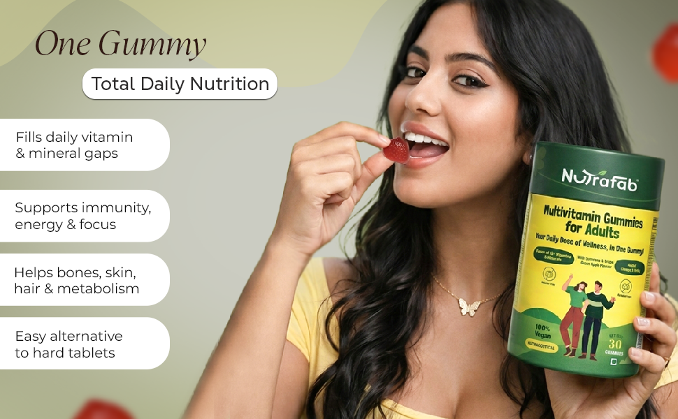 Multivitamin Gummies, Essential Vitamins A, C, D3, E, Zinc & B-Complex - 30 Count, Green Apple Flavor Daily Immunity, Energy & Overall Wellness Support