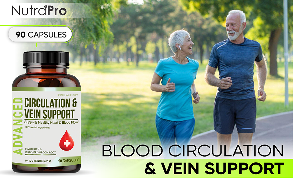 Best Blood Circulation Supplements and Vein Support-Blood Flow, Leg Circulation, Heart Health, and Varicose Veins.With Butcher's Broom, and Diosmin.Helps reduce swelling & Discomfort In Legs.90 Caps.