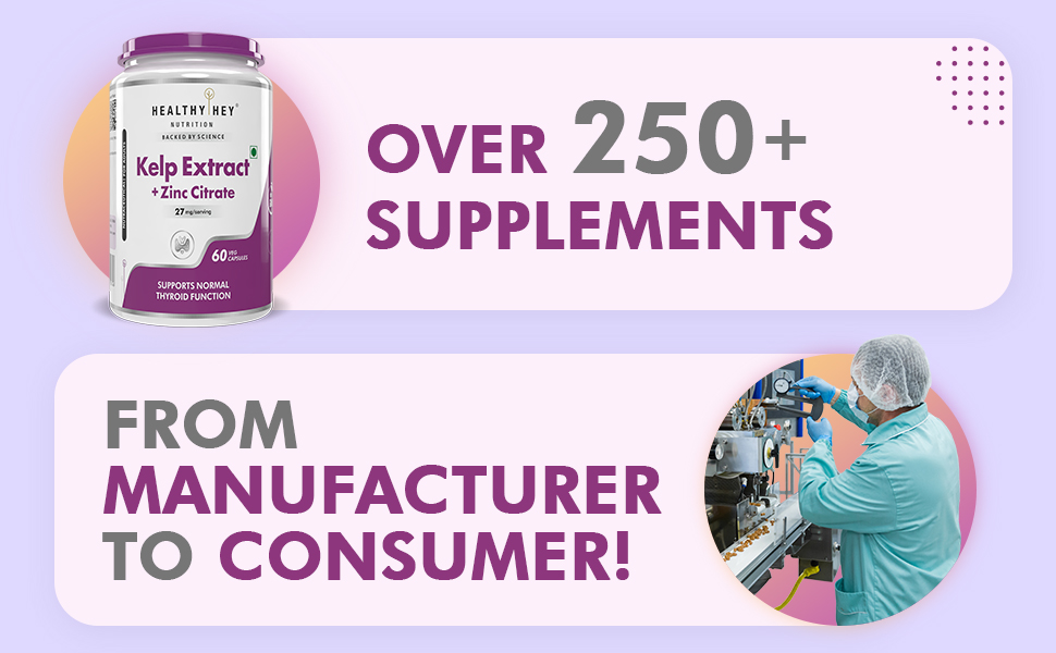 HealthyHey Nutrition Kelp Extract with Zinc Citrate - 60 Vegetable Capsules