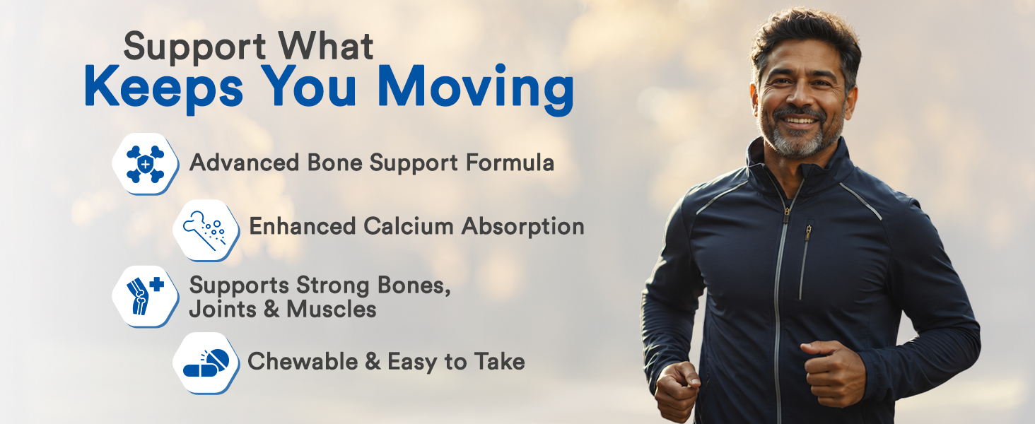 Nutranext Calcicare Chewable Calcium Citrate Malate Tablets | Vitamin D, Magnesium & Zinc | Bone, Joint & Muscle Support | Orange & Mint Flavor | 60 Tablets