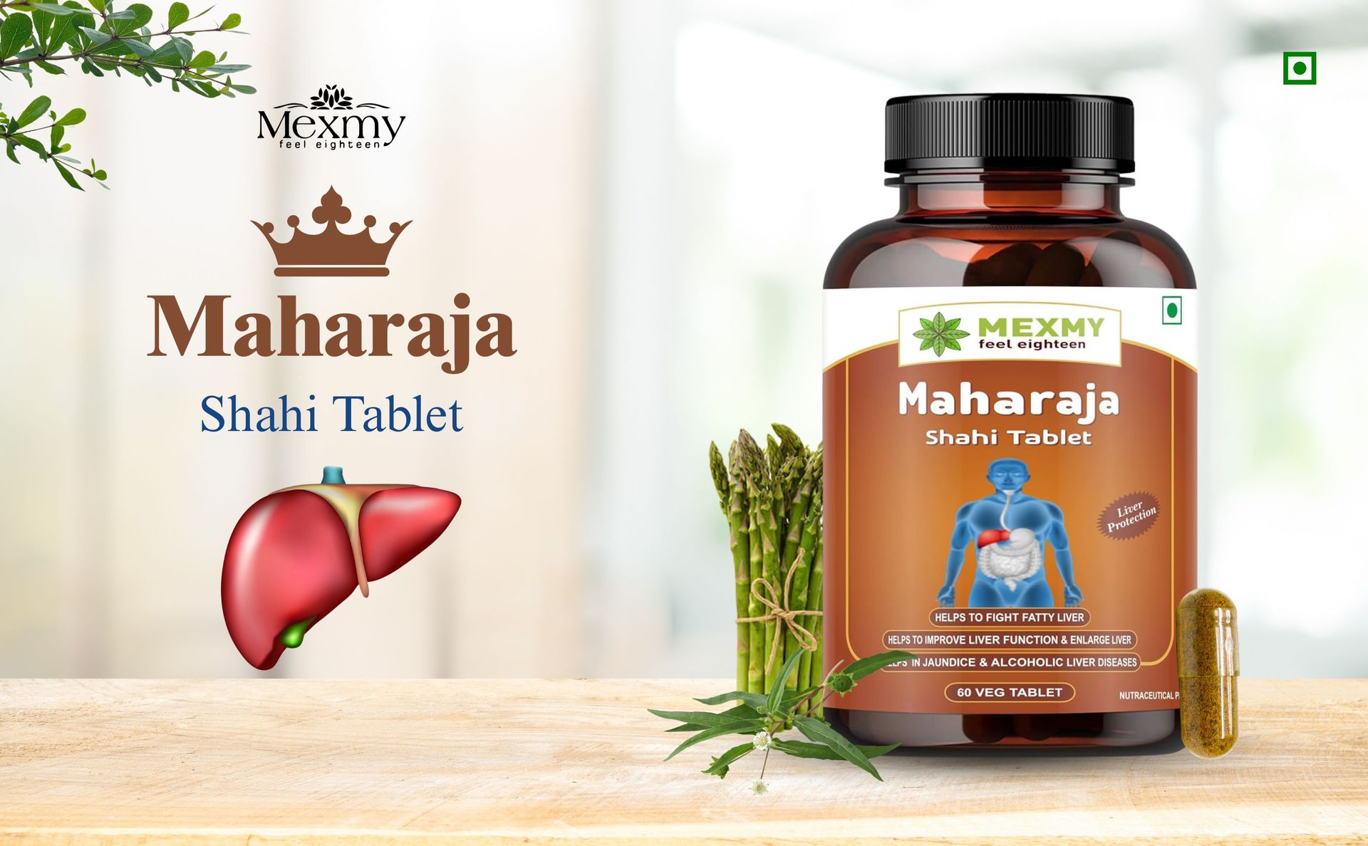 Maharaja Shahi Liver Detox Tablets|Ayurvedic Healthy Liver Tablet|Liver Detox|Liver Cleanser|Liver Support Supplement|Supports Liver Health & Digestion-60 Veg Tablets