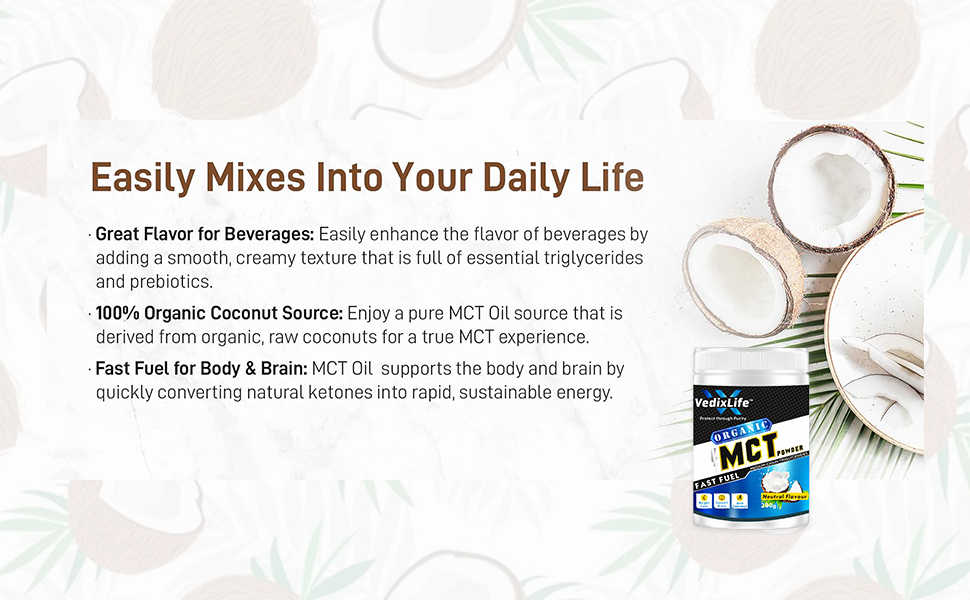 MCT Oil Powder | 200g | Caprylic Acid(C8) 62-66%, Capric Acid (C10) 32-34% | Coconut Medium Chain Triglycerides, Neutral Flavour, Keto Diet Sports, Non GMO, Gluten Free