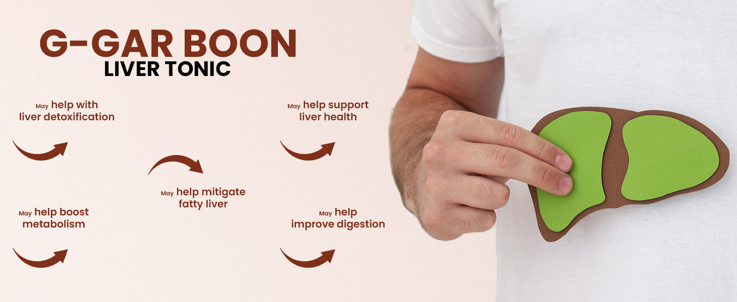 HappyMillions G-Gar Boon Liver Tonic Ayurvedic Liver Support Detox & Digestion Booster Sugar-Free Boost Metabolism Improve Digestion With Liver Deoxification 200ml