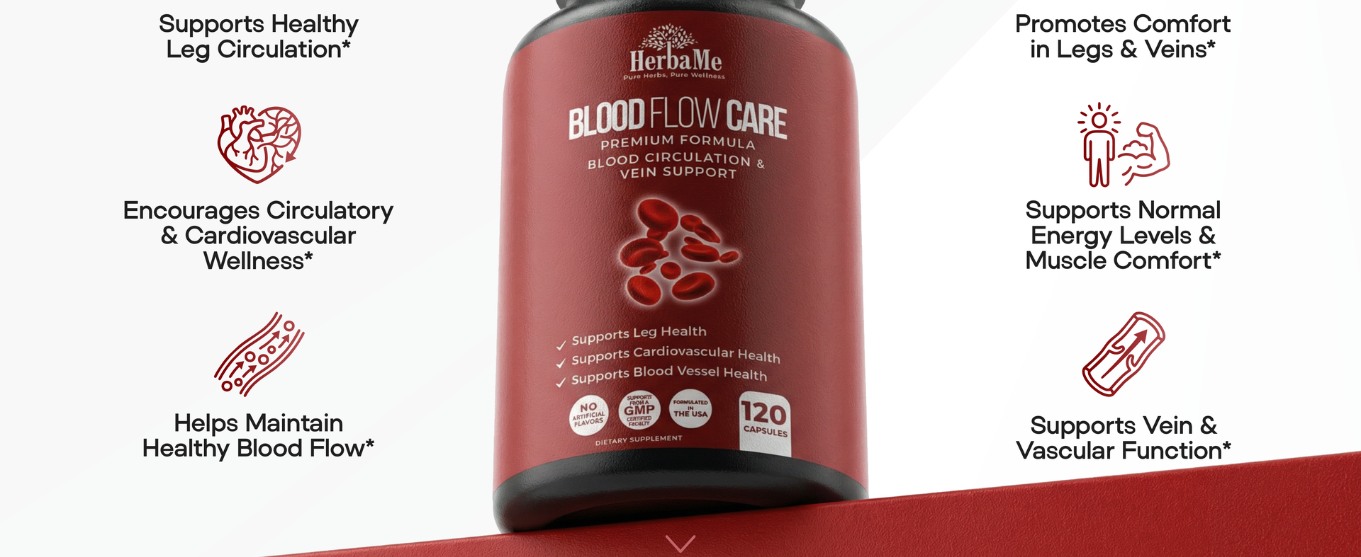 HerbaMe Blood Flow Care Blood Circulation & Leg Vein Support, 120 Capsules
