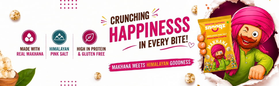 Snaaqz Himalayan Pink Salt Makhana | Guilt-Free, Low Calorie & High Protein | Perfect for Evening Hunger | Roasted Fox Nuts Pack Of 3(30gm Per Pack)