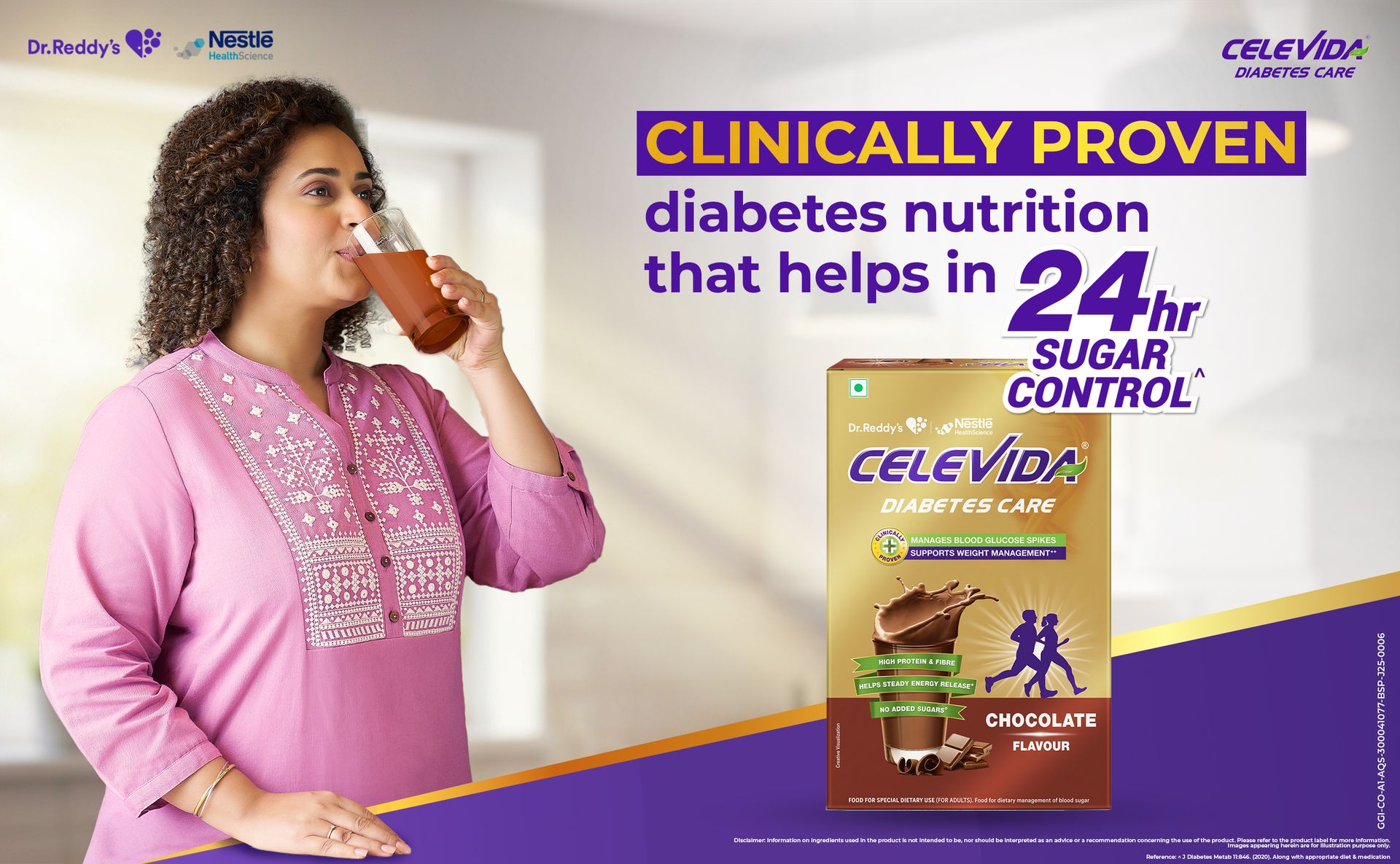 Celevida Protein Powder Drink for Diabetes Management by Dr. Reddy’s | Chocolate Flavour | No Added sugar | Plant based | For Sugar control, Weight Management & Immunity Support | 400gm BIB