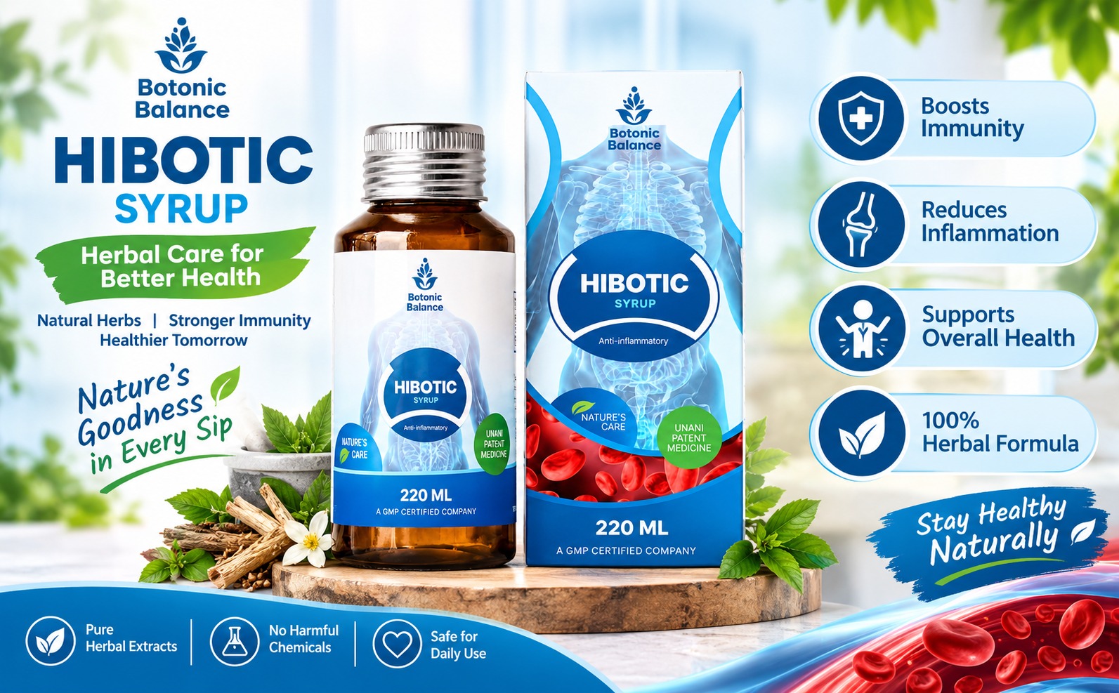 HIBOTIC Herbal Syrup 220 ml | Herbal Liver & Digestive Support | Herbal Wellness Tonic for Metabolic Balance & Internal Detox Support